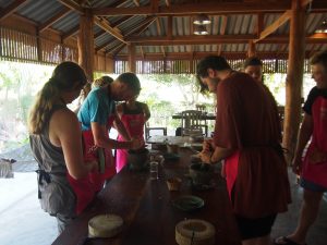 Grinding the ingredients is hard work!