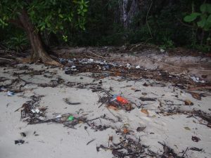 A beach popular for boat trips in Thailand