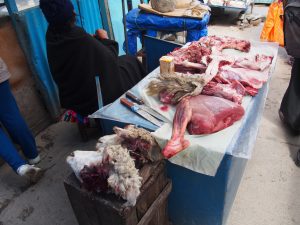 Food is also sold on the miners market