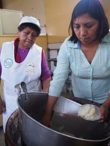 Preparing our queso helado