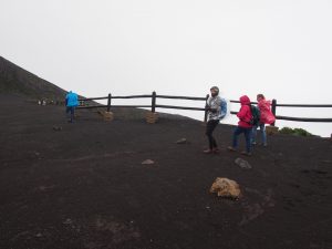 Walking along the main crater in the wind